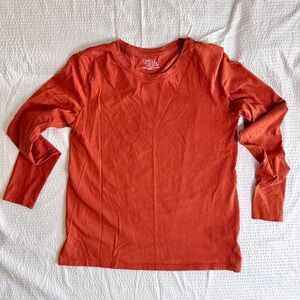 Time & Tru Rust Long Sleeve Basic Tee | Size S (4–6)